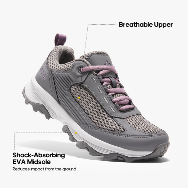 Women's Lightweight Breathable Mesh Hiking Shoes - DARK GREY - 5